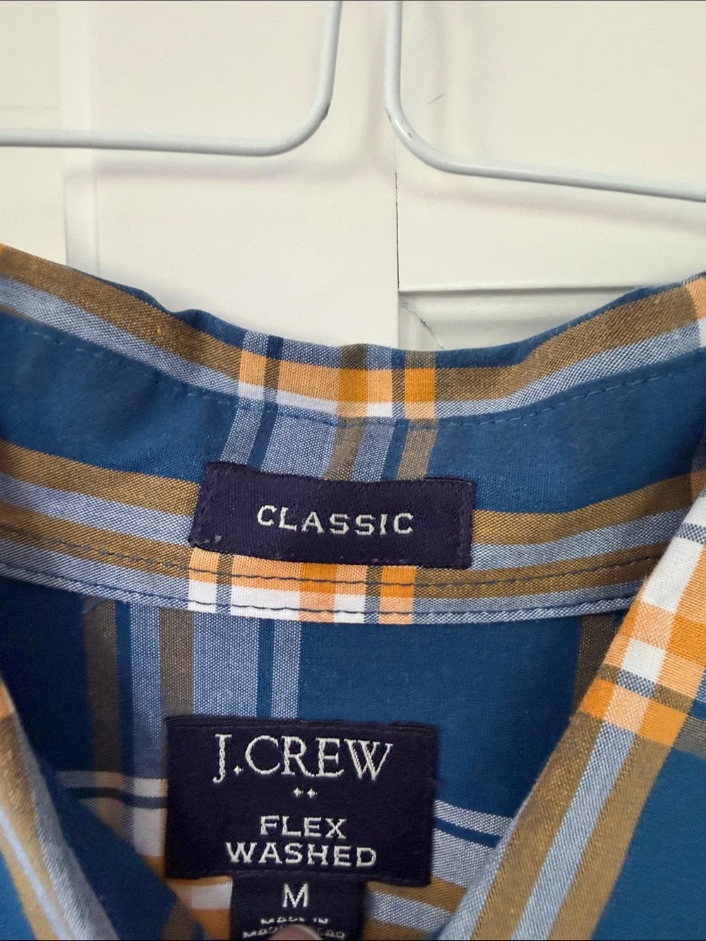J. Crew Teal and Gold Plaid Button-Down Shirt